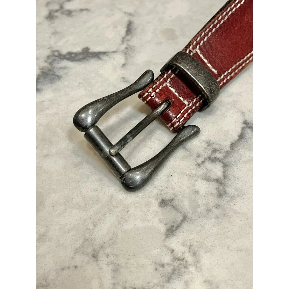 Leonardo Red Italian Leather Belt‎ Western 75/90, 1